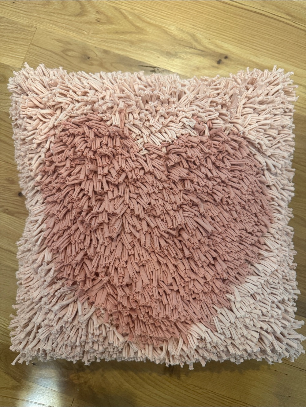 Crate & Kids 15” Plush Pink Heart Shag Throw Pillow